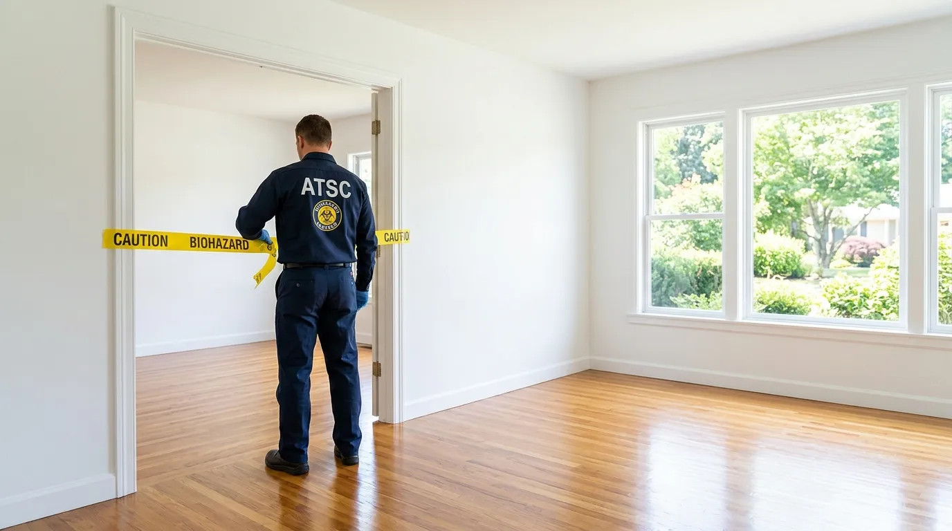 Certified biohazard cleanup crew performing Decomposition Cleanup in Piedmont